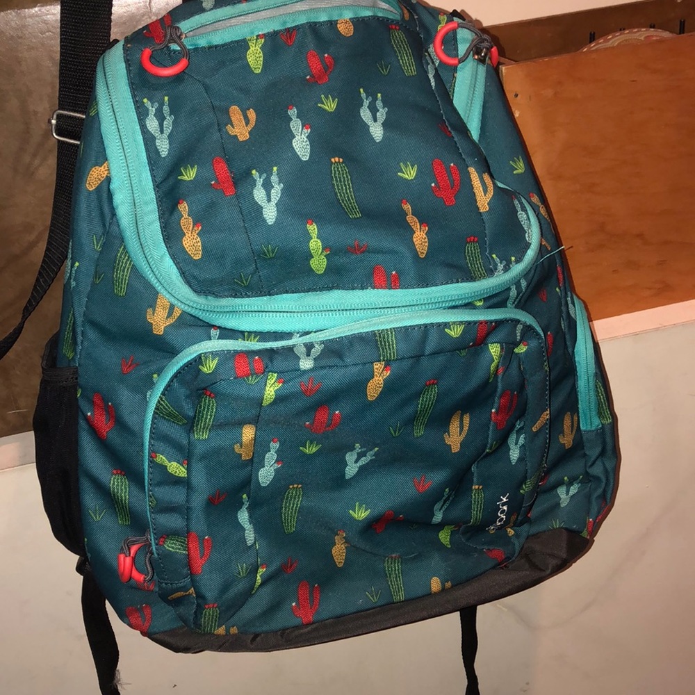 Blue Cactus Printed Backpack
